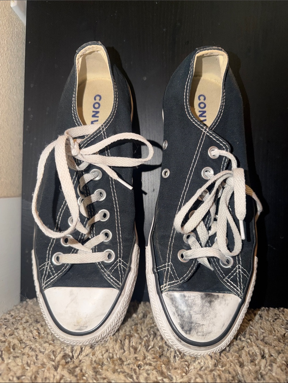Converse Black Canvas Low-Top Sneakers with White Accents